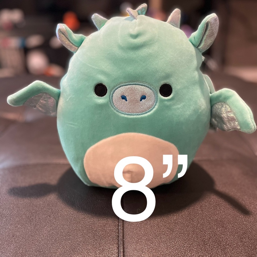 Squishmallows Miles 8” Teal and Gray Dragon Plush